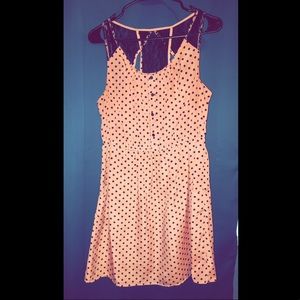 SOLD Beautiful Mid thigh dress w/ lace polka dots